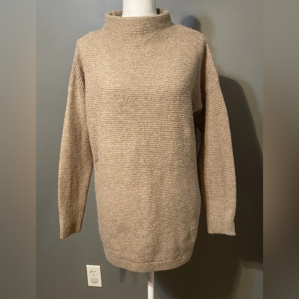 Elegant Beige Women's Mock Neck Sweater